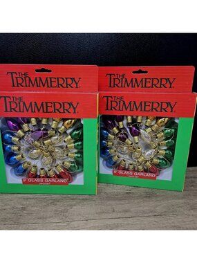 Vtg 1990s Glass Lightbulb Shaped  Garland Pride Rainbow 2 Sets NOS Boxed New